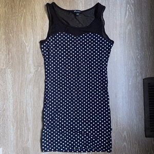 Polka Dot Mini Dress w Mesh